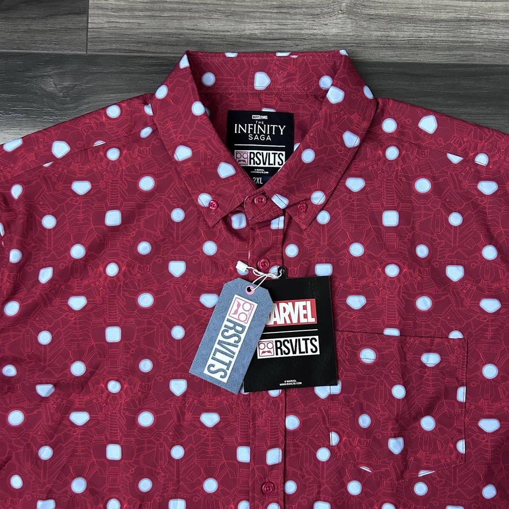 RSVLTS x Marvel Arc Reactor KUNUFLEX Red Short Sleeve Shirt Mens Size 2XL New